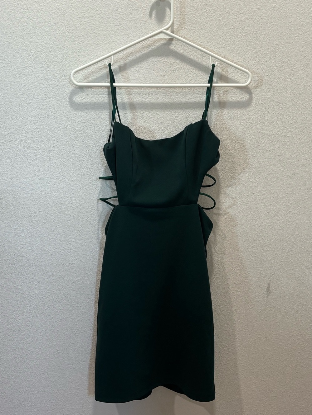 Hello Molly Dark Green Strappy Mini Dress perfect for HOCO!